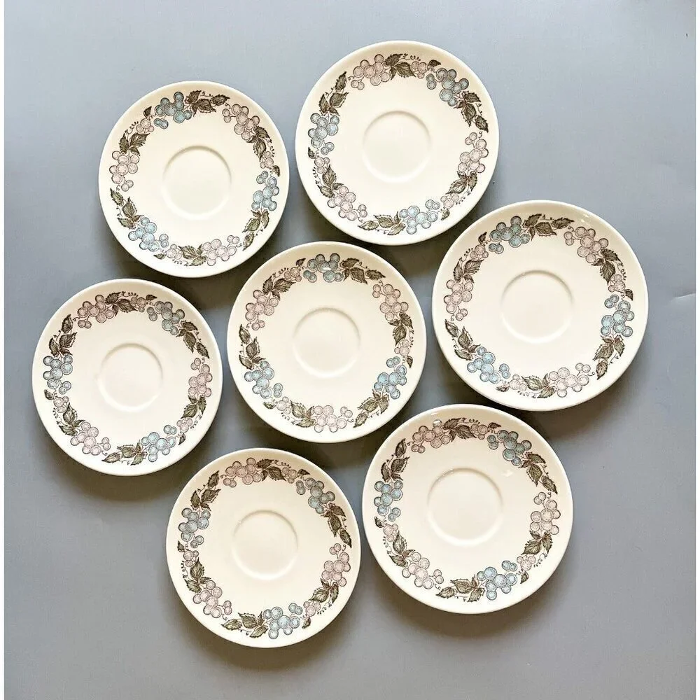 Vintage 1960s Taylor Smith & Taylor Concord Saucers Set of 7 TS&T Plates Dishes
